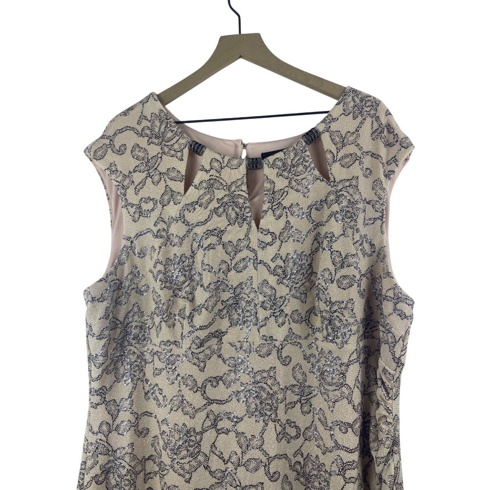 Scarlett Women's 24W Sheath Mini Blush Pink Glitter Shimmer Embroider Mini Dress - Picture 2 of 8